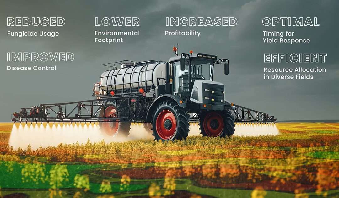 Variable rate fungicide application in a crop field using precision agriculture technology