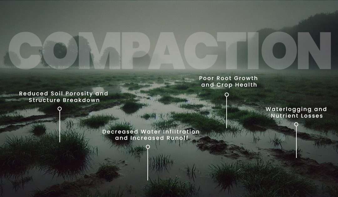 Image of water pooling on compacted soil, illustrating reduced water infiltration and increased runoff